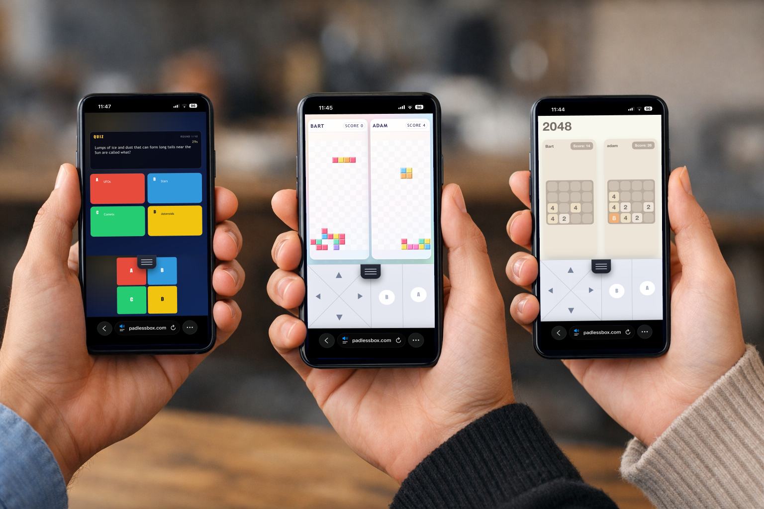 Friends playing browser multiplayer games on their phones