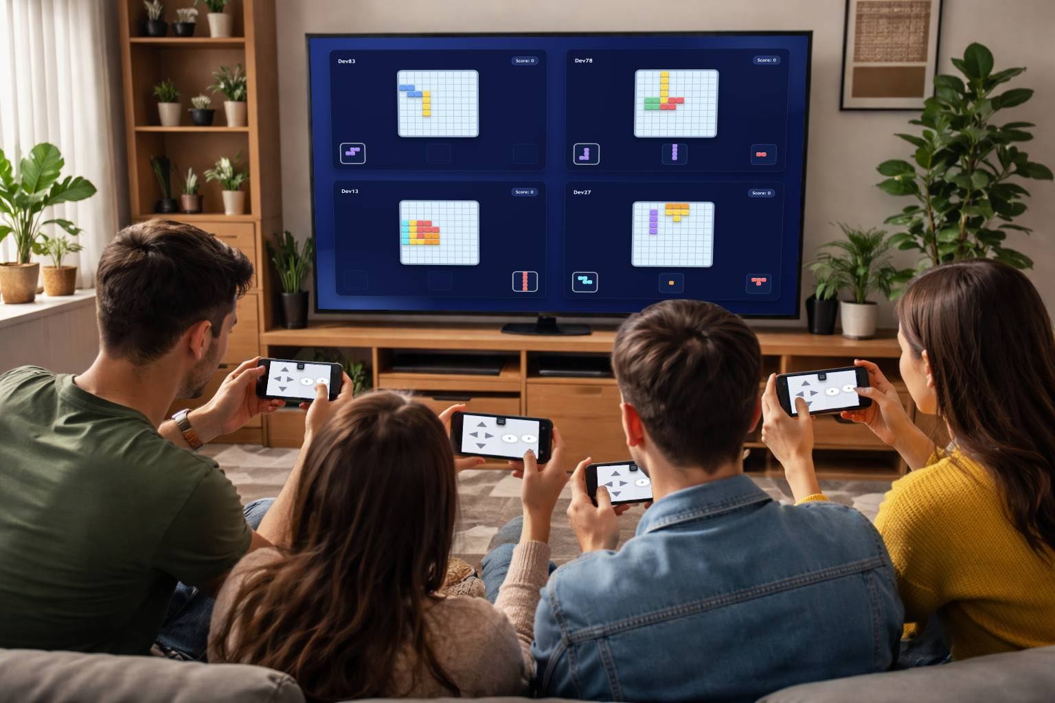 Friends playing party games together