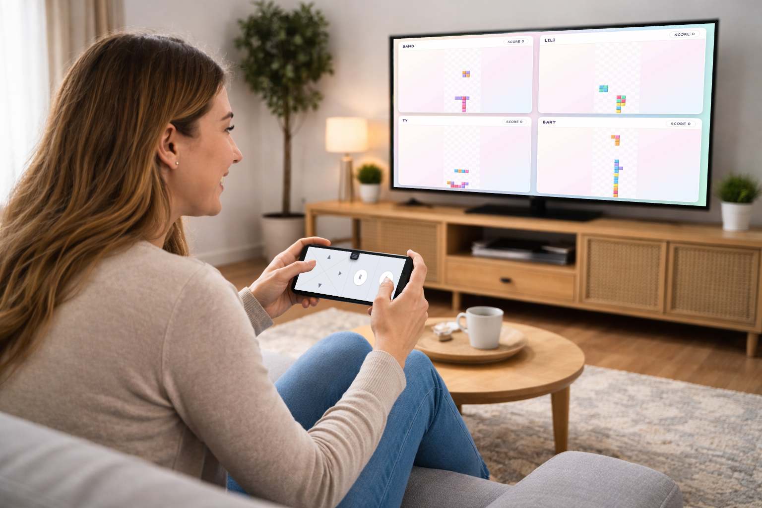 PlayCloud alternative party games on a big screen with phones as controllers